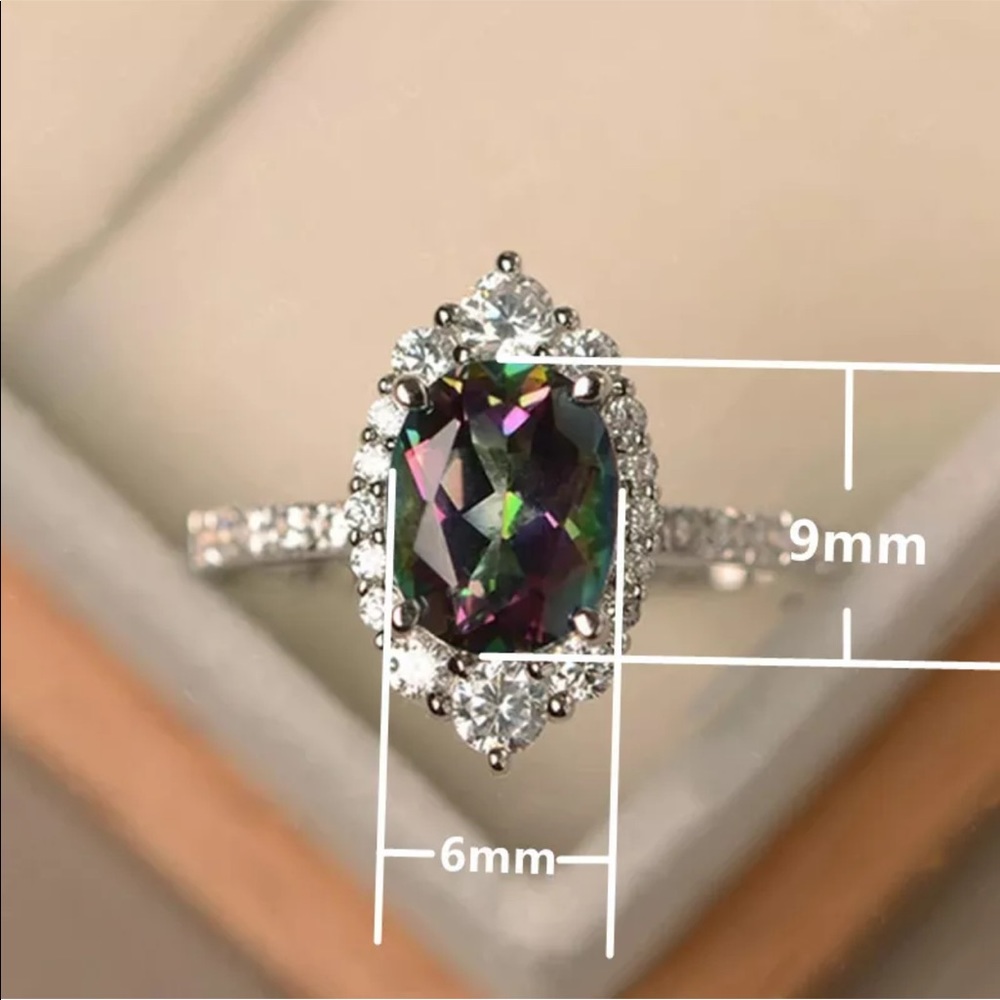 New 925 Silver Oval Cut Mystic Topaz Ring - Picture 6 of 6
